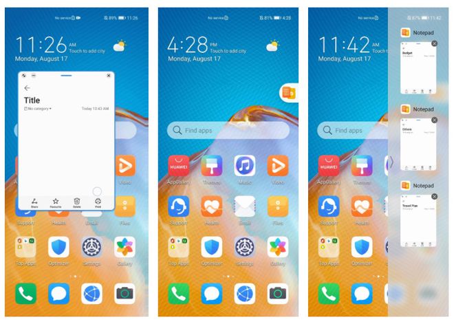Apps minimizados recebem atalho na lateral da tela (imagem: Huawei)
