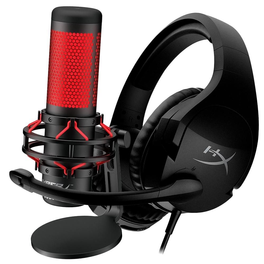 Kit Microfone Gamer HyperX QuadCast + Headset Gamer HyperX Cloud