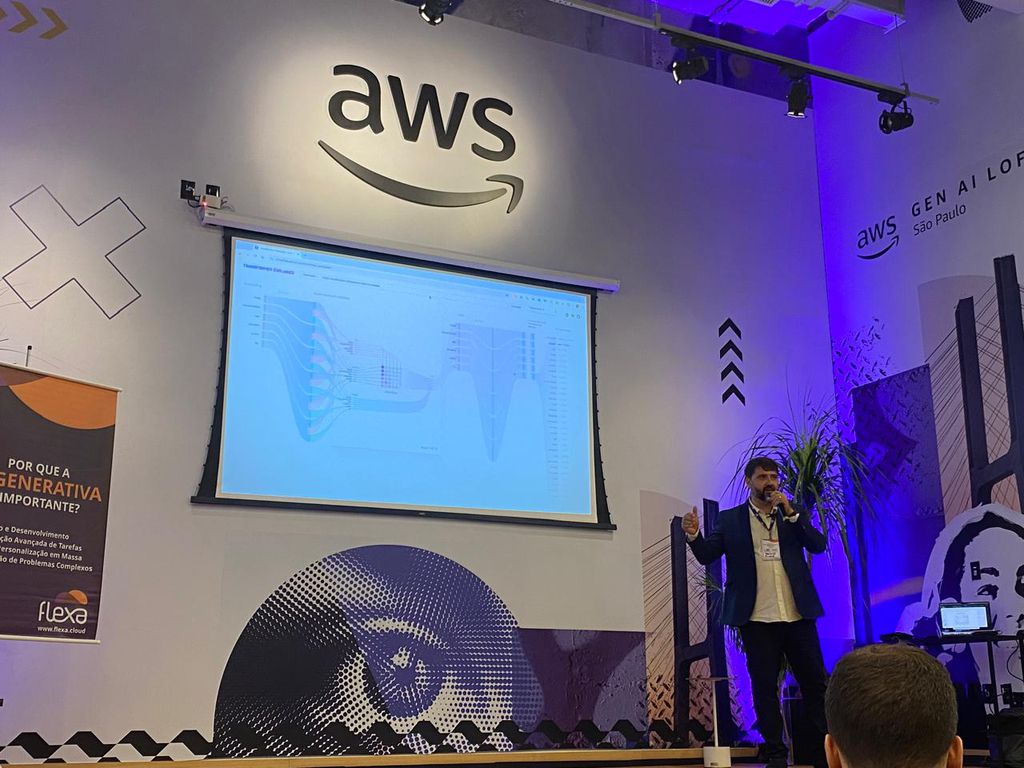 Deivid Biiti, CEO da Flexa Cloud, apresentando durante workshop da AWS(Imagem: Juliano Bertaco/AWS)