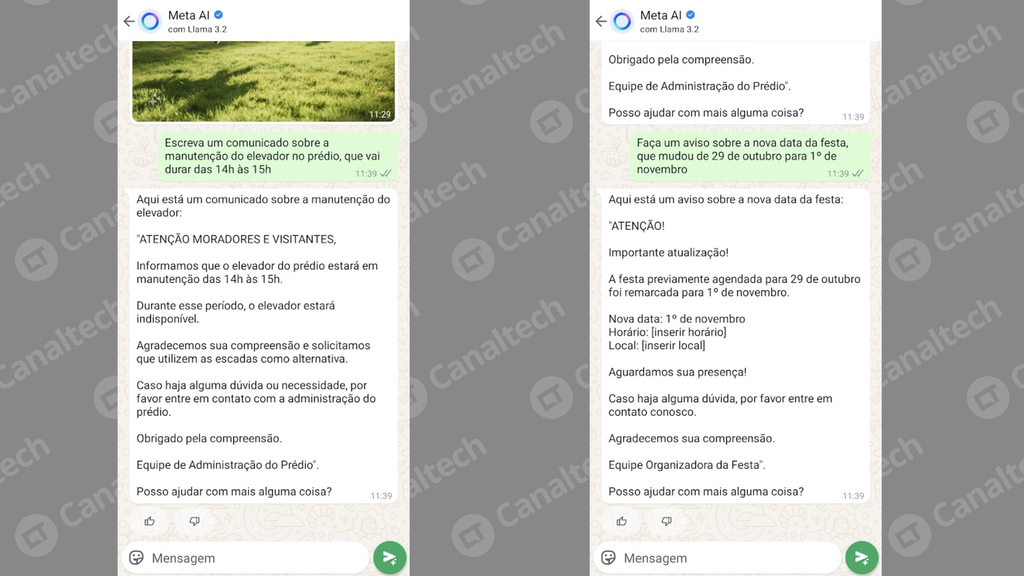 Meta AI pode ser usada para criar textos (Imagem: Captura de tela/Bruno De Blasi/Canaltech)