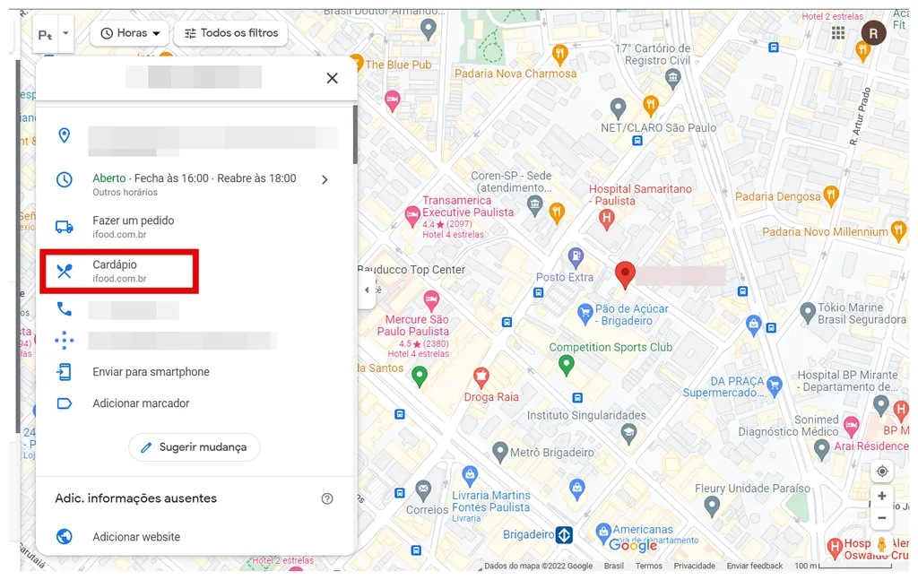 Como ver opções do cardápio no Google Maps