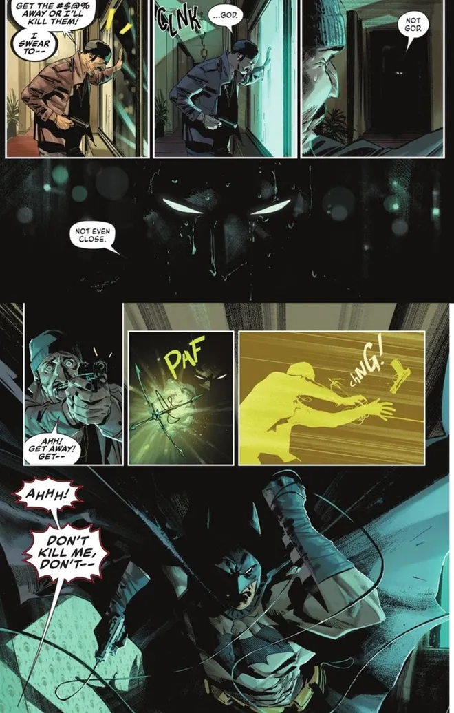 Sequência que exemplifica as abordagens assustadoras de Batman (Imagem: Reprodução/DC Comics)