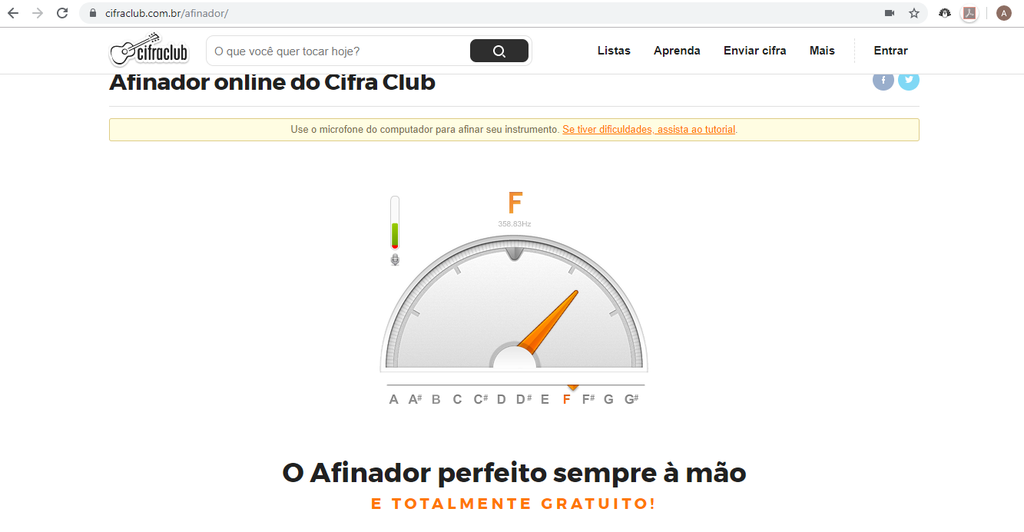 Afinador online: veja como usar o Cifra Club no PC e no celular