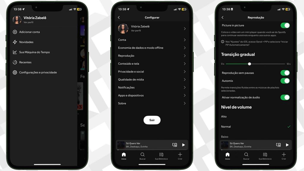 Transição entre musicas função do spotify passo a passo captura de tela