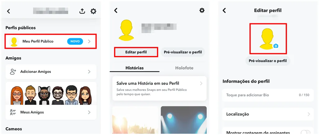 Como colocar foto de perfil no Snapchat: perfis públicos podem adicionar imagem (Captura de tela: Caio Carvalho)