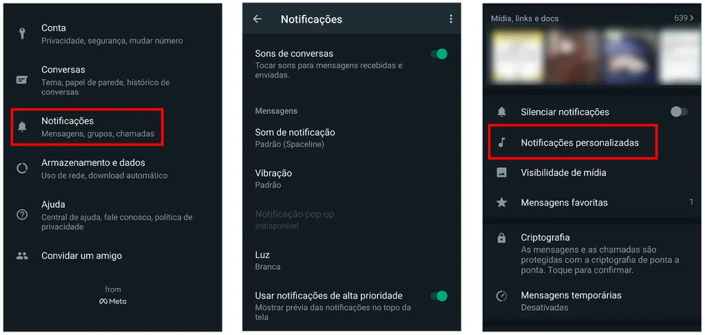 Saiba como personalizar o WhatsApp para notificações (Captura de tela: André Magalhães)