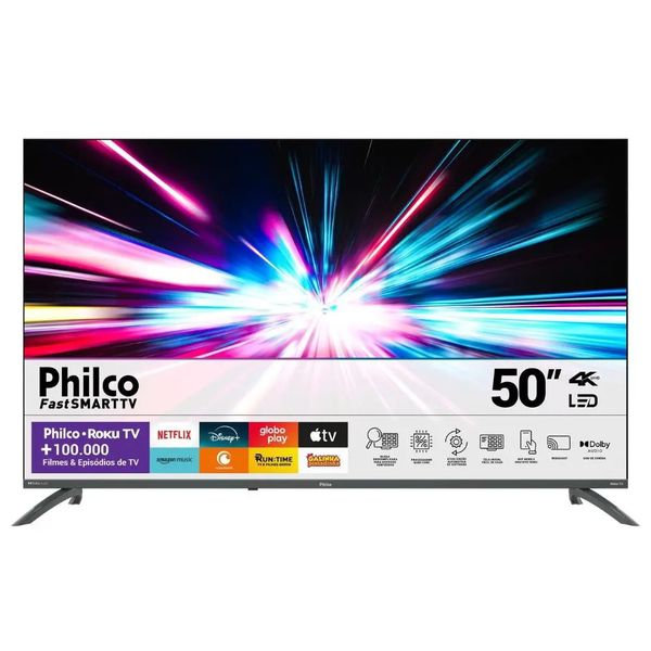 Smart TV 50” Philco 4K PTV50VA4REGB Roku TV LED Dolby Audio | CUPOM + PIX