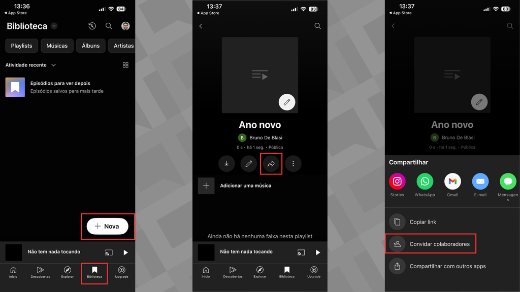 Como criar uma playlist colaborativa no YouTube Music (Imagem: Captura de tela/Bruno De Blasi/Canaltech)