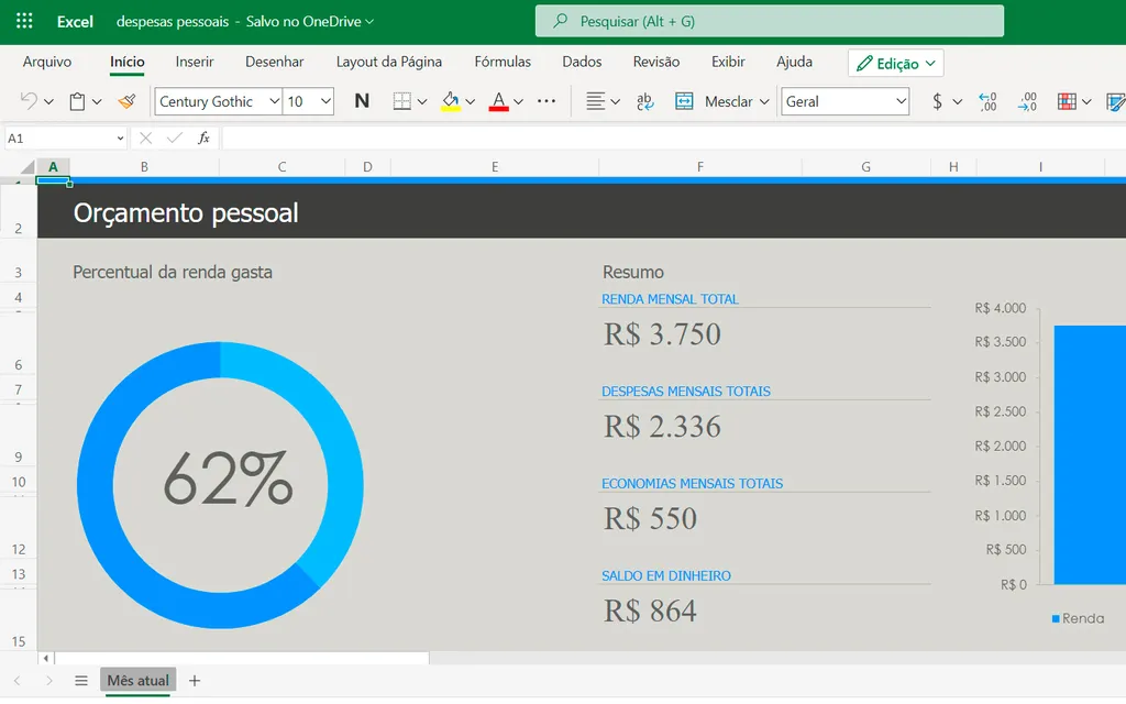 Planilhas prontas de controle financeiro são populares no Excel (Captura de tela: André Magalhães)
