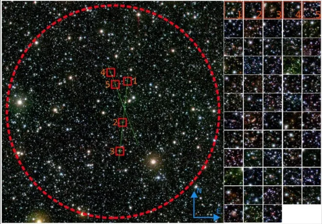 Imagem da região que indica o possível aglomerado galáctico (Imagem: Reprodução/Daniela Galdeano)