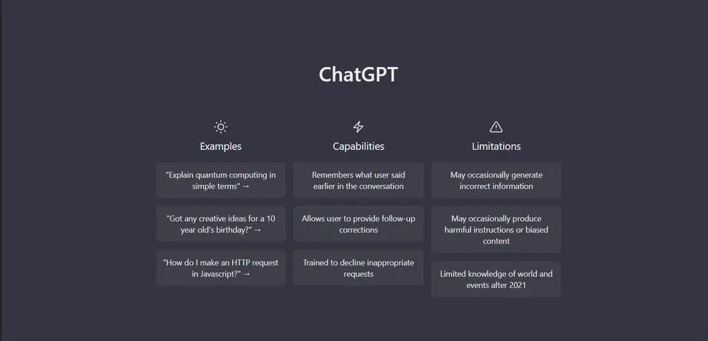 O cofundador da empresa do ChatGPT disse que o seu produto é horrível e ainda precisa de muitas melhorias (Imagem: Reprodução/OpenAI)