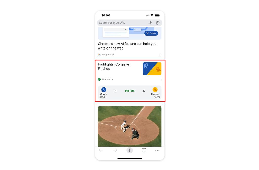 Chrome no celular ganha card de esportes ao vivo no Discover (Imagem: Divulgação/Google)