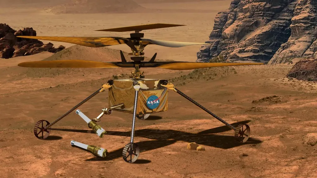 Representação de um dos helicópteros para a campanha Mars Sample Return (Imagem: Reprodução/NASA/JPL-Caltech)