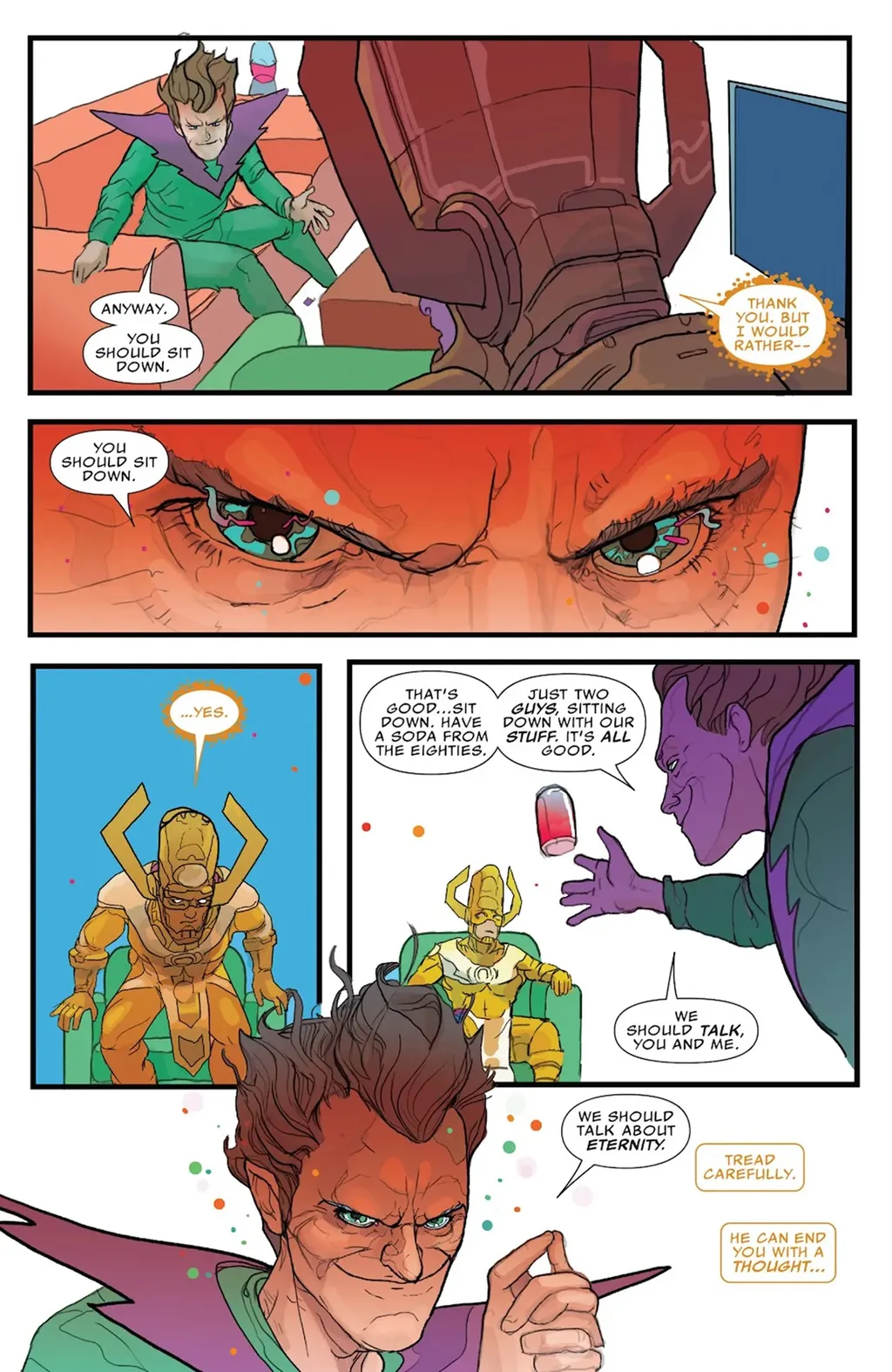 Até Galactus sabe que o Homem-Molecular pode apagá-lo apenas com a força do pensamento (Imagem: Reprodução/Marvel Comics)