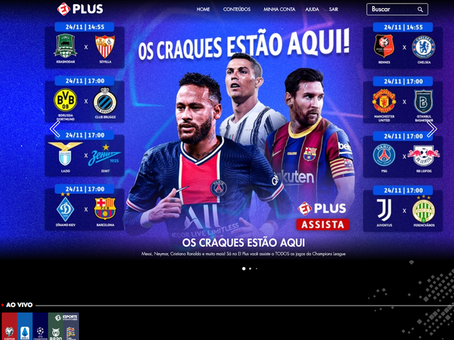 UEFA Champions League é um dos destaques do serviço (Imagem: André Magalhães/Captura de tela)