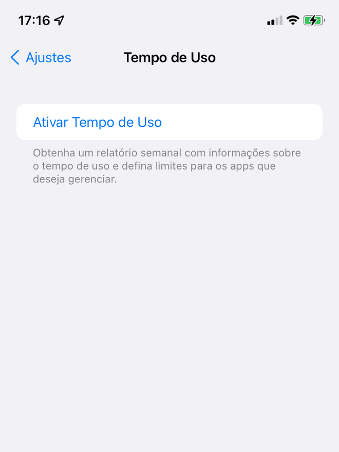 Ative o recurso Tempo de Uso no seu dispositivo Apple - Captura de tela: Thiago Furquim (Canaltech)