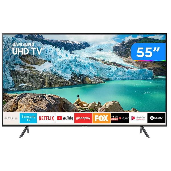 Smart TV 4K LED 55” Samsung UN55RU7100GXZD - Wi-Fi Bluetooth HDR 3 HDMI 2 USB