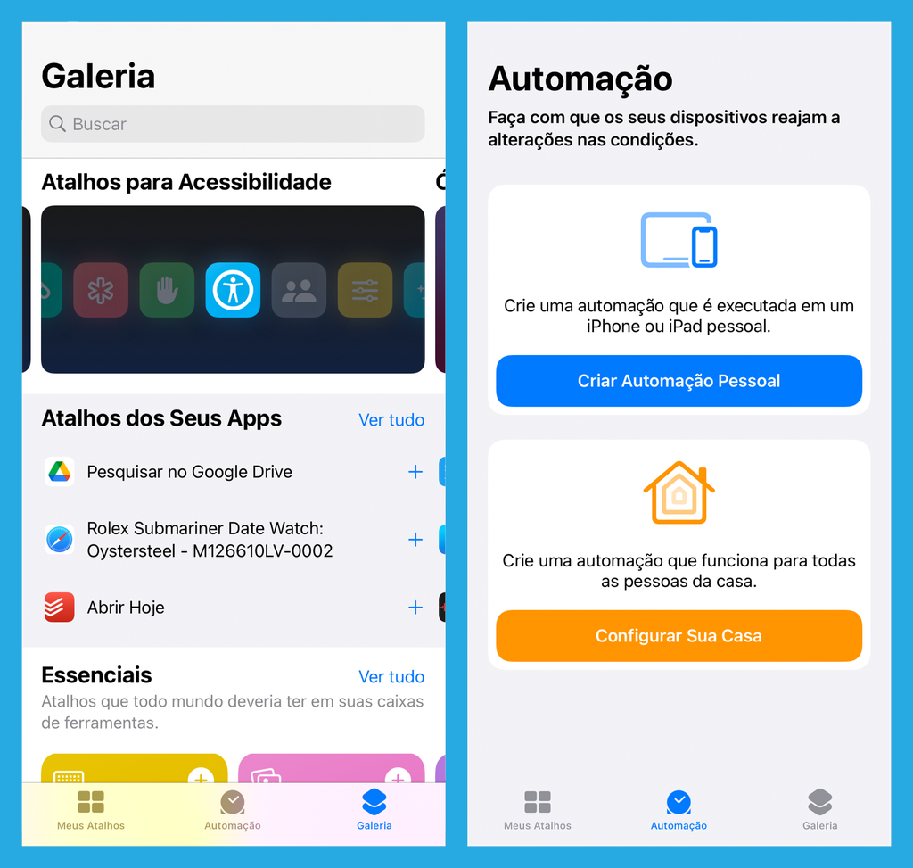 Aplicativo nativo do iOS tem funções de automação (Imagem: André Magalhães/Captura de tela)