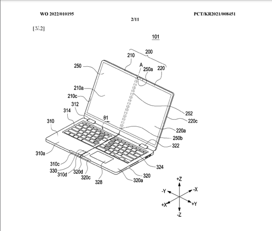 Patente da Samsung para notebook multidobrável