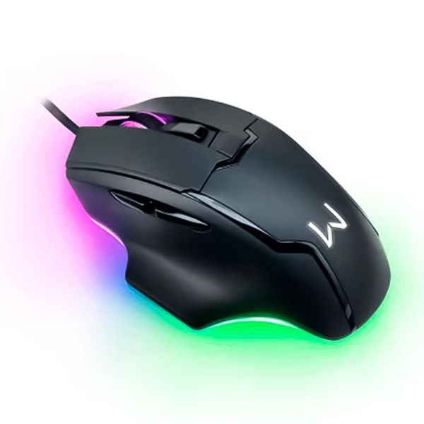 Mouse Gamer Warrior Gunter, LED Rainbow, 6400 DPI, 6 Botões, Preto