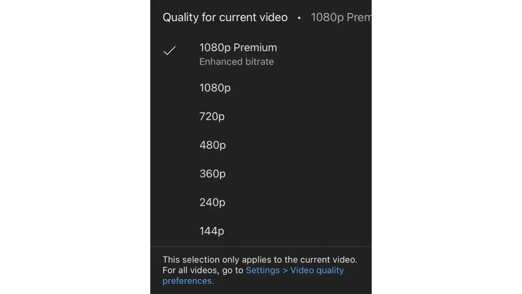 Os vídeos com 1080p Premium poderiam ser exclusivos de assinantes, o que deixaria o usuário comum com taxas menores (Imagem: Reprodução/Android Police)