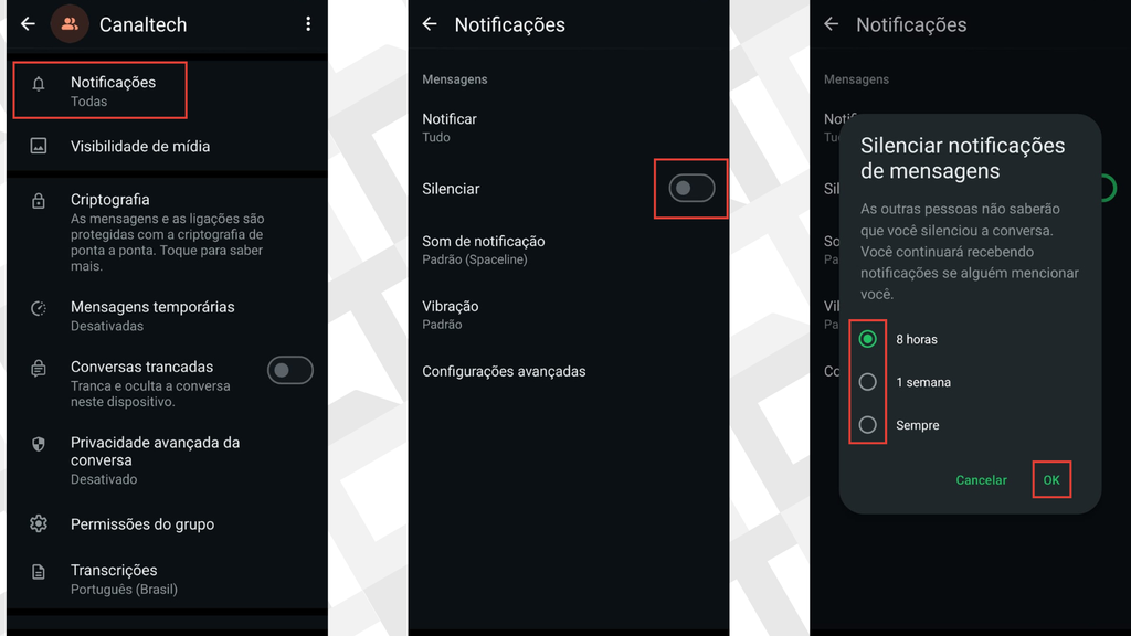 Passos para silenciar conversas no WhatsApp