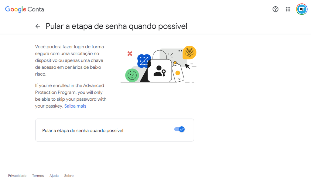 Passkeys podem substituir as senhas do seu Gmail (Imagem: Captura de tela/Canaltech)