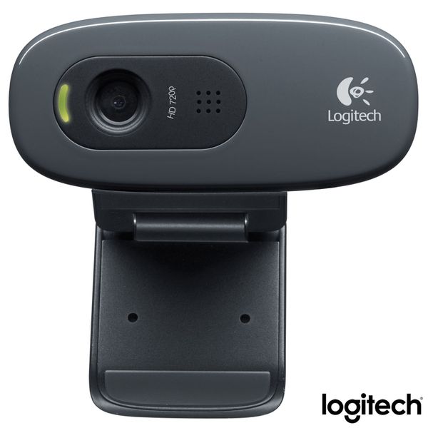 Câmera Webcam para Windows com Microfone Integrado Preto e Cinza - Logitech - C270