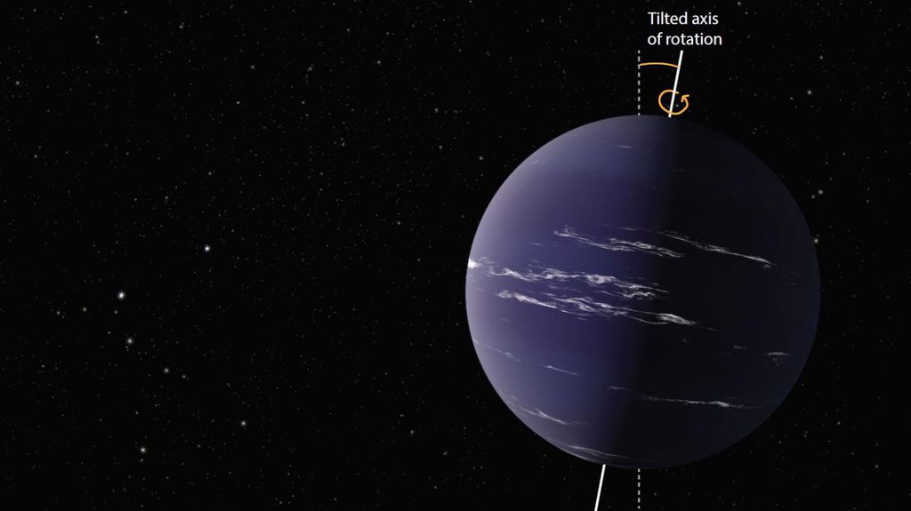 Concepção artística de um exoplaneta com uma inclinação axial parecida com a da Terra (Imagem: Reprodução/NASA/JPL-Caltech)