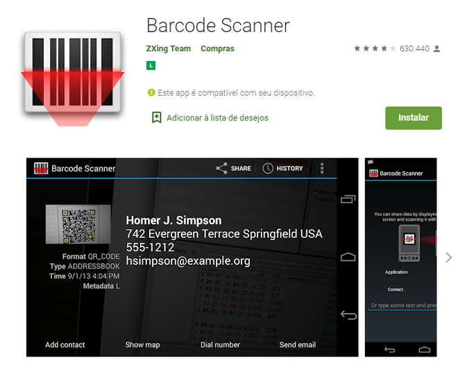 Barcode Scanner / Captura de tela: Ariane Velasco