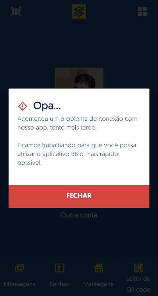 Mensagem de erro exibida pelo app (Captura de Tela Felipe Autran/Canaltech)