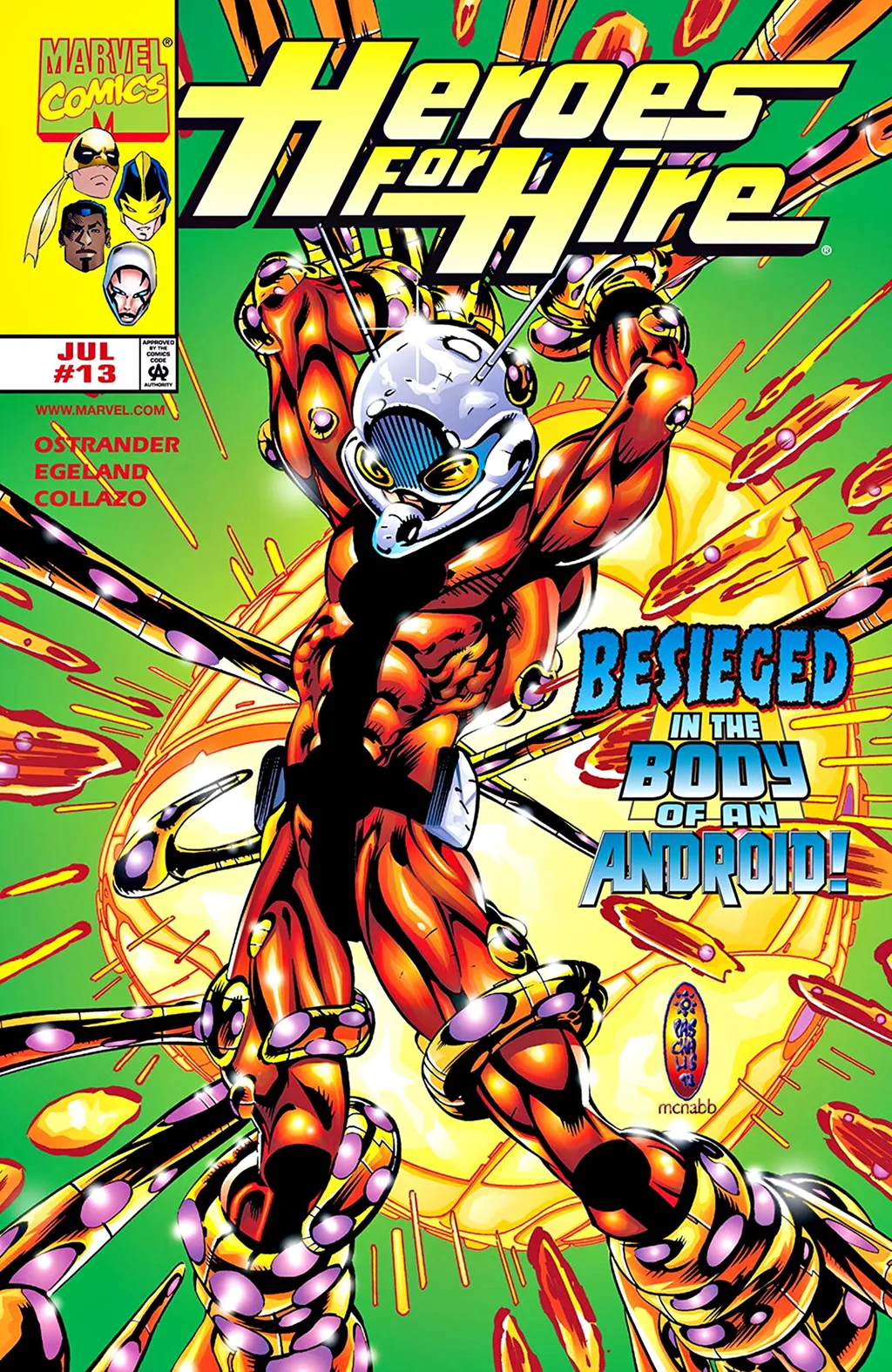 Heroes for Hire #13, de 1998, trouxe Scott Lang invadindo o corpo do Tocha Humana original (Imagem: Reprodução/Marvel Comics)