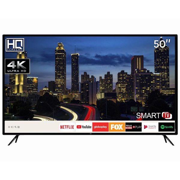 Smart TV LED 50" HQ HQSTV50NY Ultra HD 4K Netflix Youtube 3 HDMI 2 USB Wi-Fi