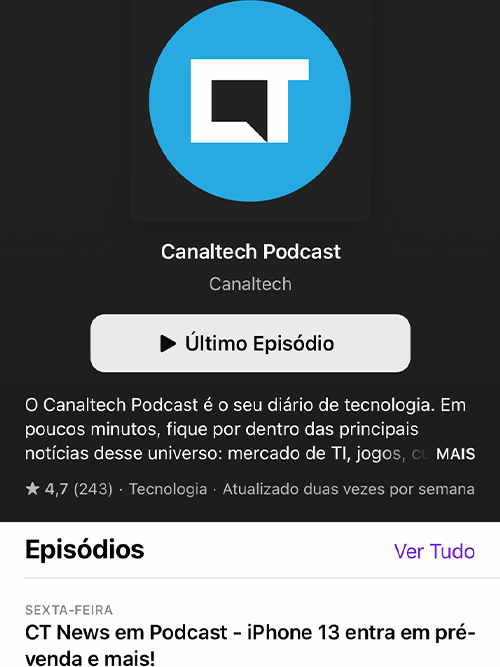 Use o aplicativo para ouvir e acompanhar seus podcasts preferidos (Imagem: Captura de tela/Canaltech)