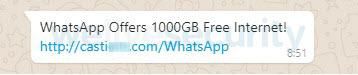 Novo golpe do WhatsApp promete 1000 GB em pacote de internet para usuário