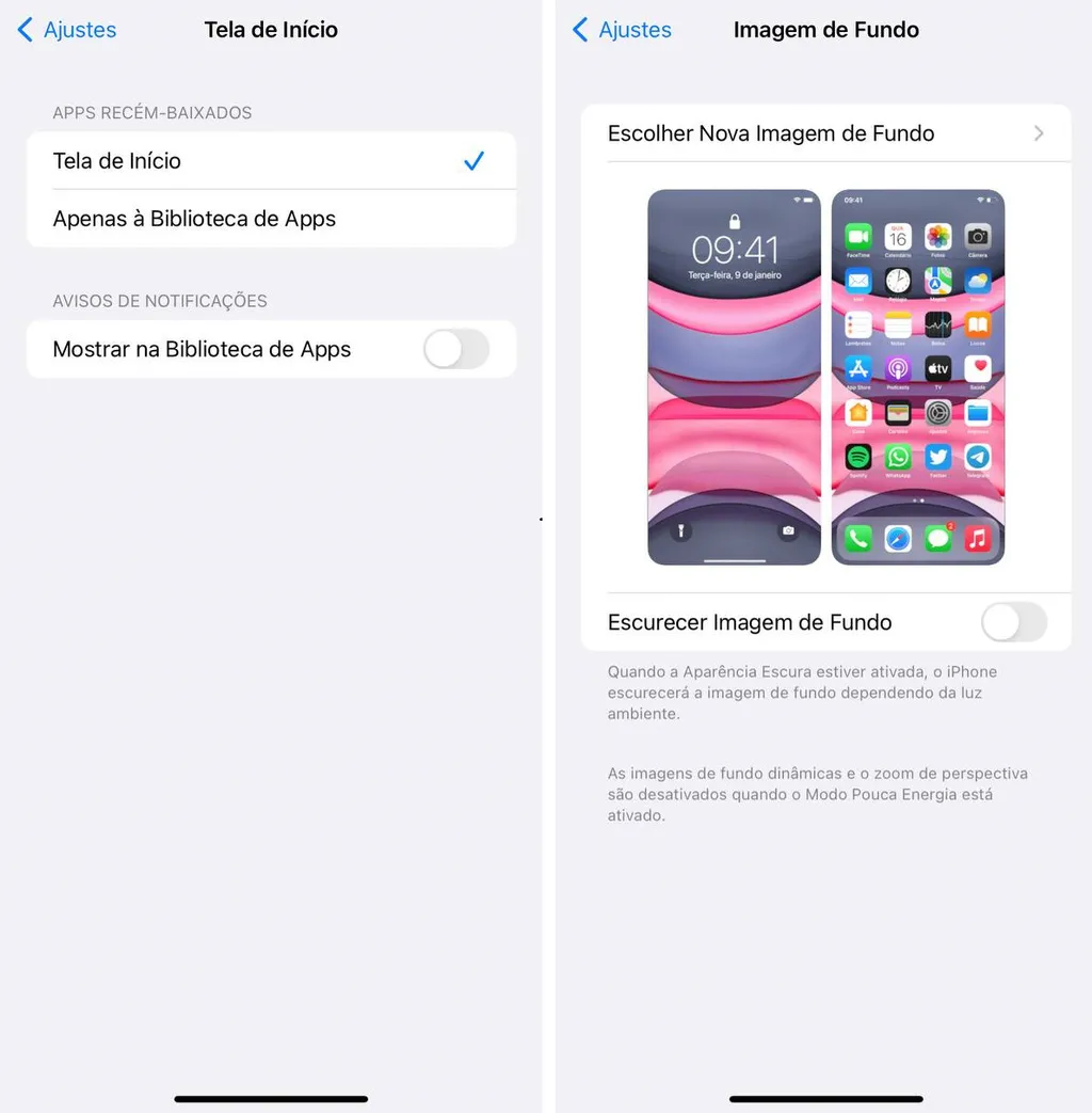 Opções de customização nativas do iOS são bem limitadas (Imagem: Screenshot/Bruno Bertonzin)