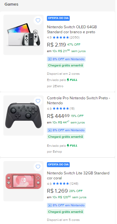 Nintendo Switch em Promoção com 8% OFF no PIX