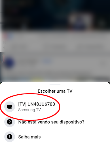 Escolha a TV ou dispositivo de transmissão (Imagem: André Magalhães/Captura de tela)