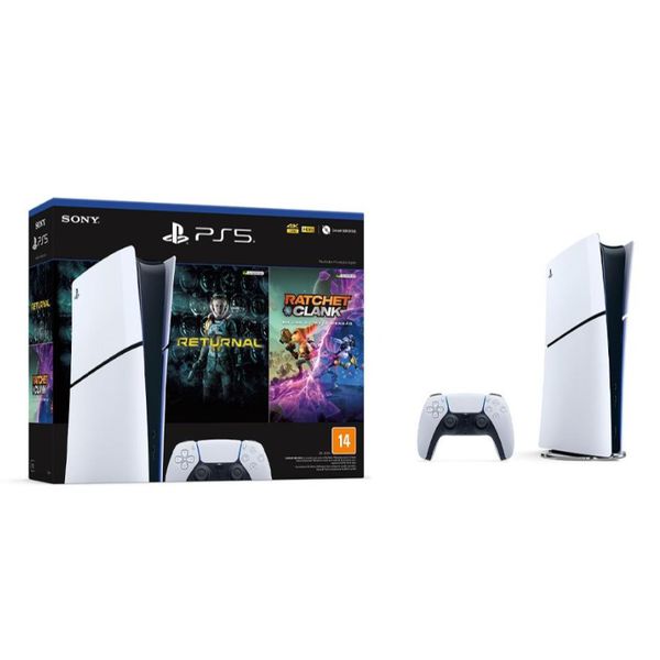 Console PlayStation 5 Slim, Edição Digital, Branco + 2 Jogos | CUPOM + APP