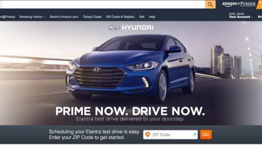 Amazon Prime Now oferece test drive de novo Elantra da Hyundai