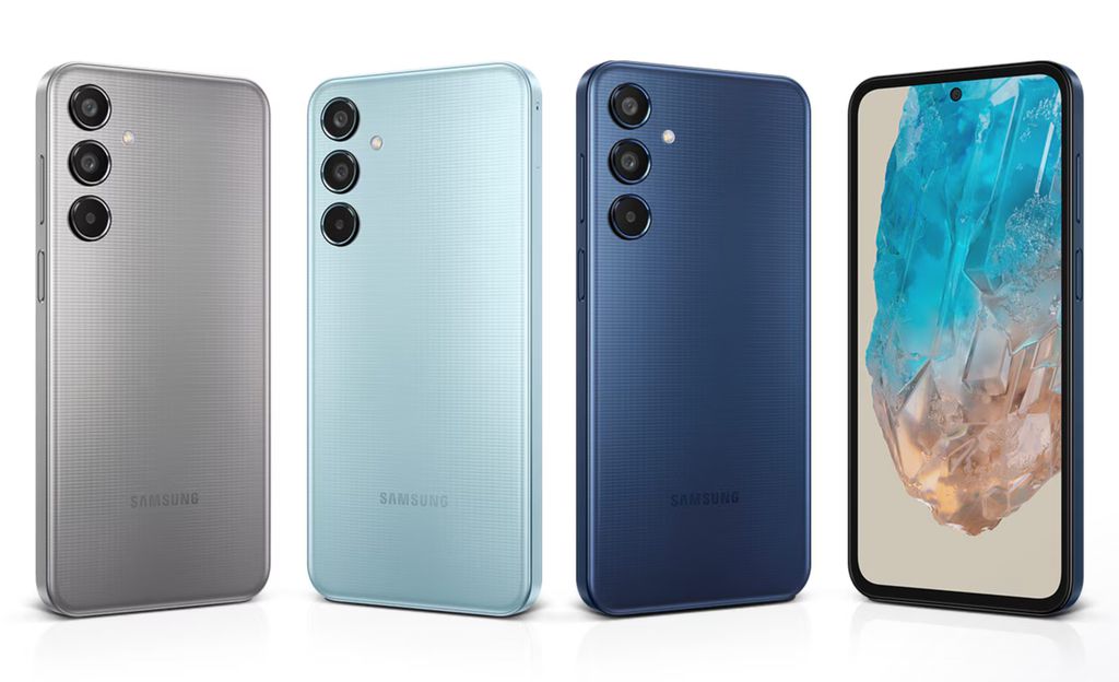 Galaxy M35 5G estreia em três opções de cores, tela de 120 Hz para navegação fluida e 4 anos de atualizações do sistema operacional (Imagem: Reprodução/Samsung)