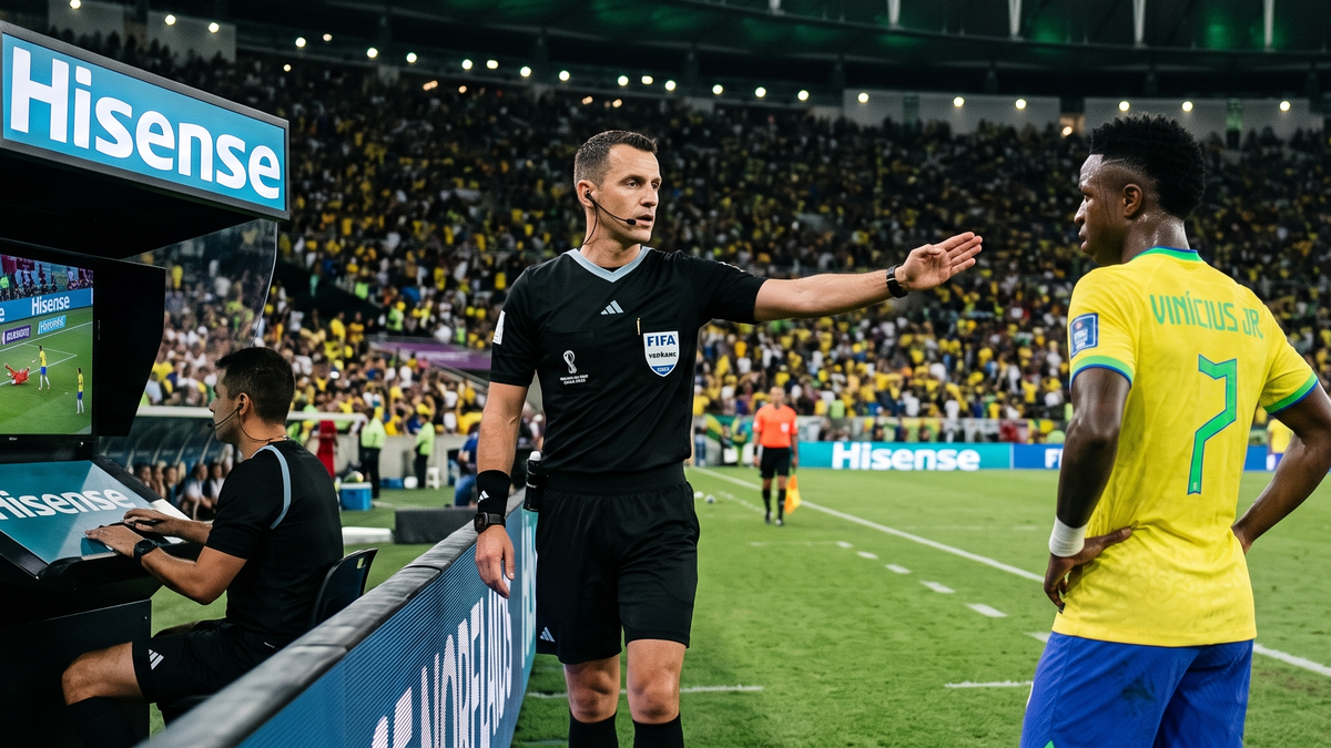 Hisense ironiza uso do VAR após gol de Vinícius Jr. ser anulado