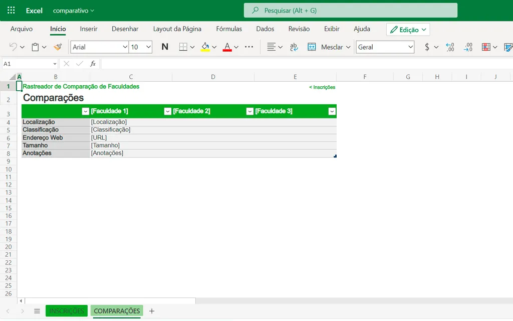 Compare diferentes serviços com essa planilha pronta para Excel (Captura de tela: André Magalhães)