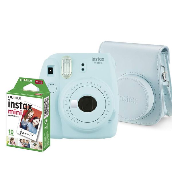 Kit Câmera Instantânea Instax Mini 9 Azul Acqua + Filme Instax Mini 10 fotos + Bolsa Azul Acqua, Fujifilm