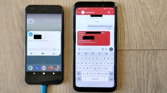 Alguns stalkerwares permitem o controle remoto por meio de mensagens de texto, iniciando chamadas ou enviando localizações; criminosos também podem se aproveitar disso caso tenham o número das vítimas (Imagem: Reprodução/ESET)