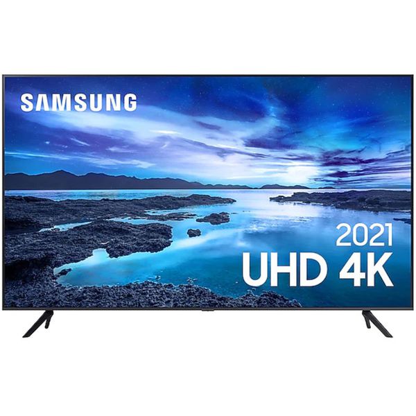 Smart TV Samsung 70" UHD 4K UN70AU7700GXZD Processador Crystal 4K Tela sem limites Visual Livre de Cabos Alexa built in Controle Único