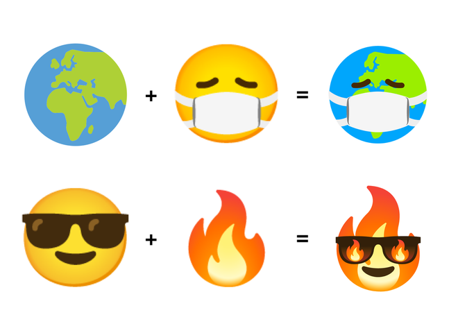 A mistura de emoji, além de não fugir dos clássicos, cria um imenso catálogo de opções com muita expressividade (Imagem: Reprodução/Google)