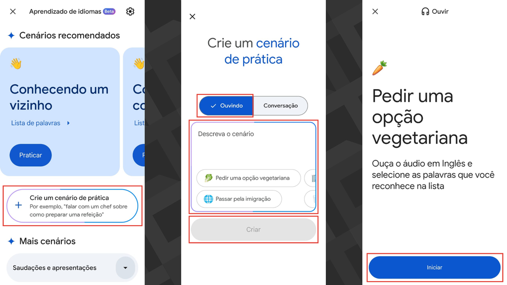 Passos para criar cenários personalizados no Google Tradutor para estudo de idiomas