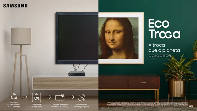 Similar ao Troca Smart, o Samsung EcoTroca permite aos usuários entregar TVs antigas para receber descontos na compra de novos dispositivos no site da gigante (Imagem: Divulgação/Samsung)