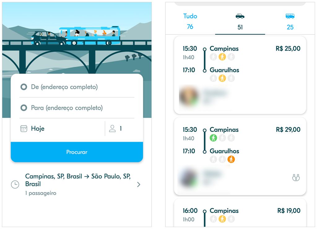 BlaBlaCar é aplicativo para encontrar caronas entre cidades (Captura de tela: André Magalhães)